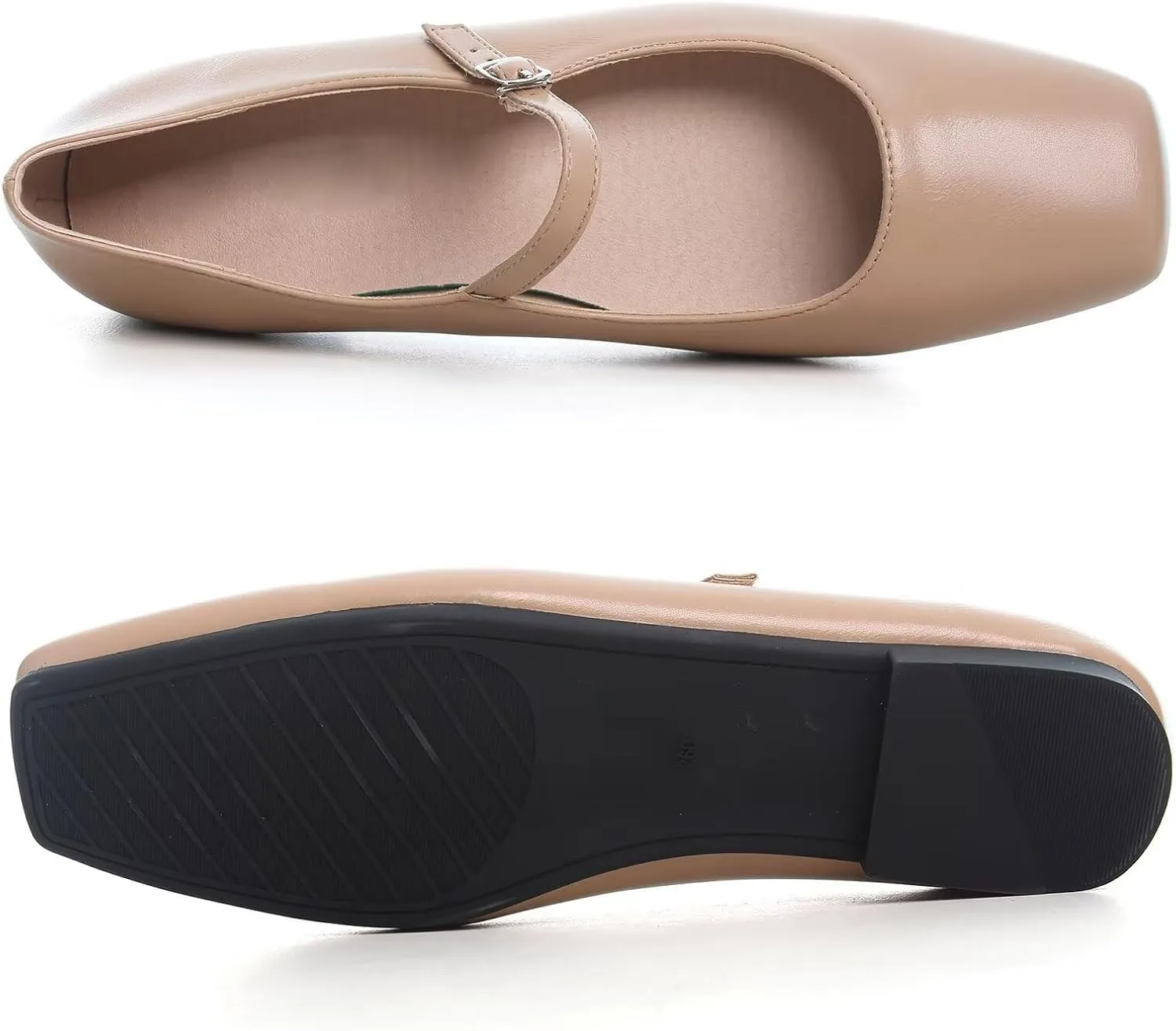 SAILING LU Mary Jane for Women Sqaure Toe Ballet Flats Strappy Low-Heels Stylish Comfortable Flat Shoes Cute Dress Wedding Shoes