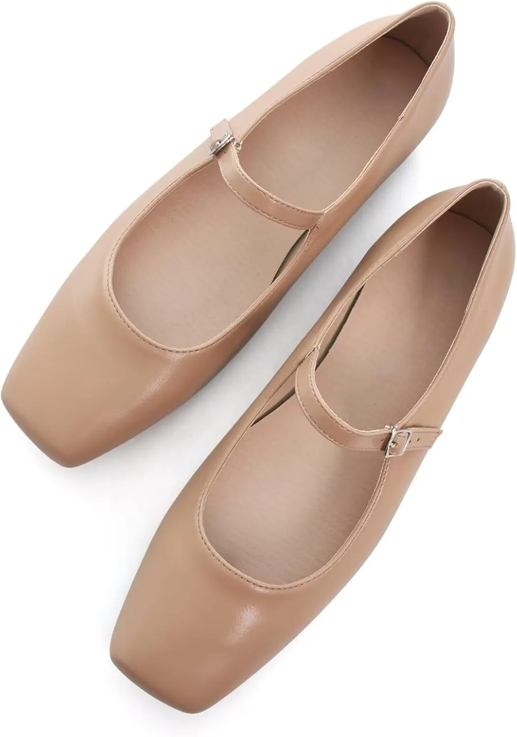 SAILING LU Mary Jane for Women Sqaure Toe Ballet Flats Strappy Low-Heels Stylish Comfortable Flat Shoes Cute Dress Wedding Shoes