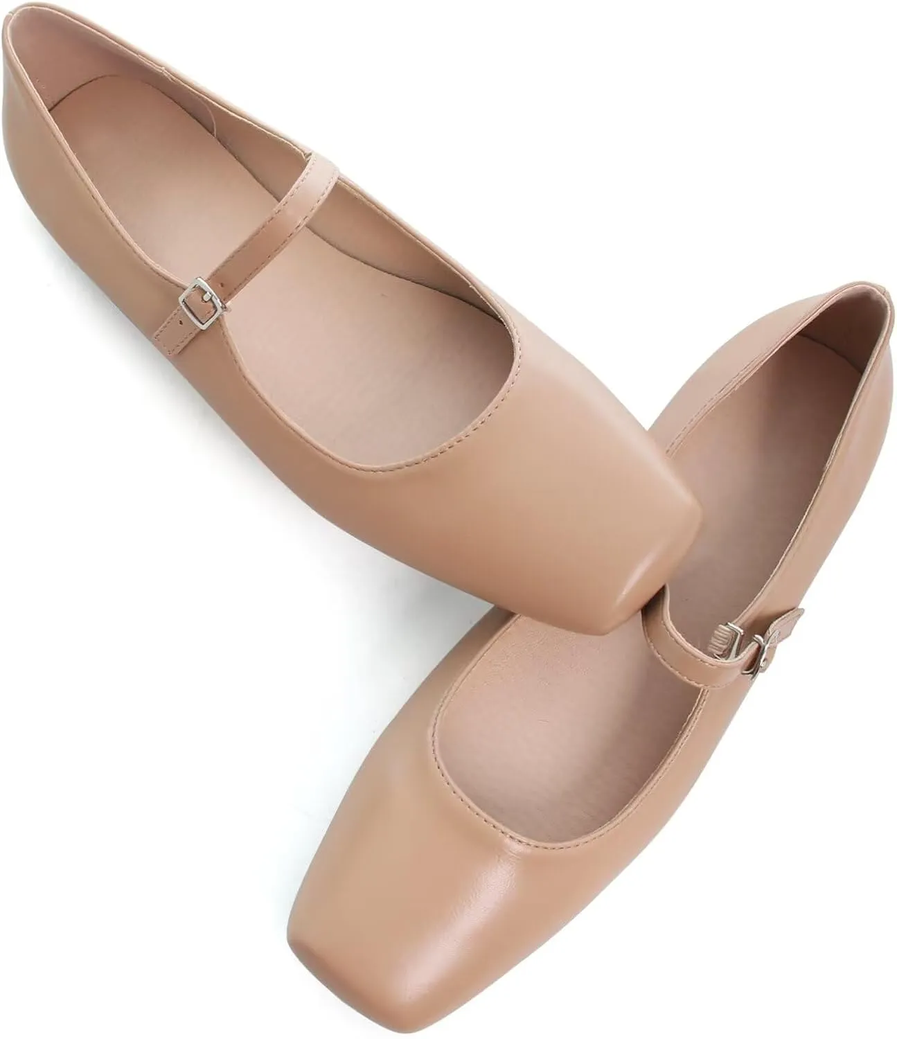 SAILING LU Mary Jane for Women Sqaure Toe Ballet Flats Strappy Low-Heels Stylish Comfortable Flat Shoes Cute Dress Wedding Shoes