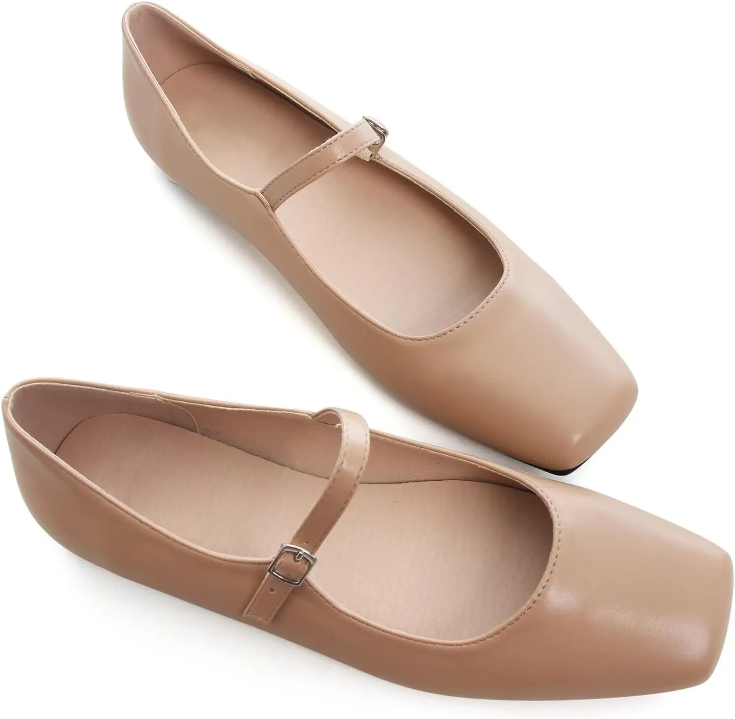 SAILING LU Mary Jane for Women Sqaure Toe Ballet Flats Strappy Low-Heels Stylish Comfortable Flat Shoes Cute Dress Wedding Shoes