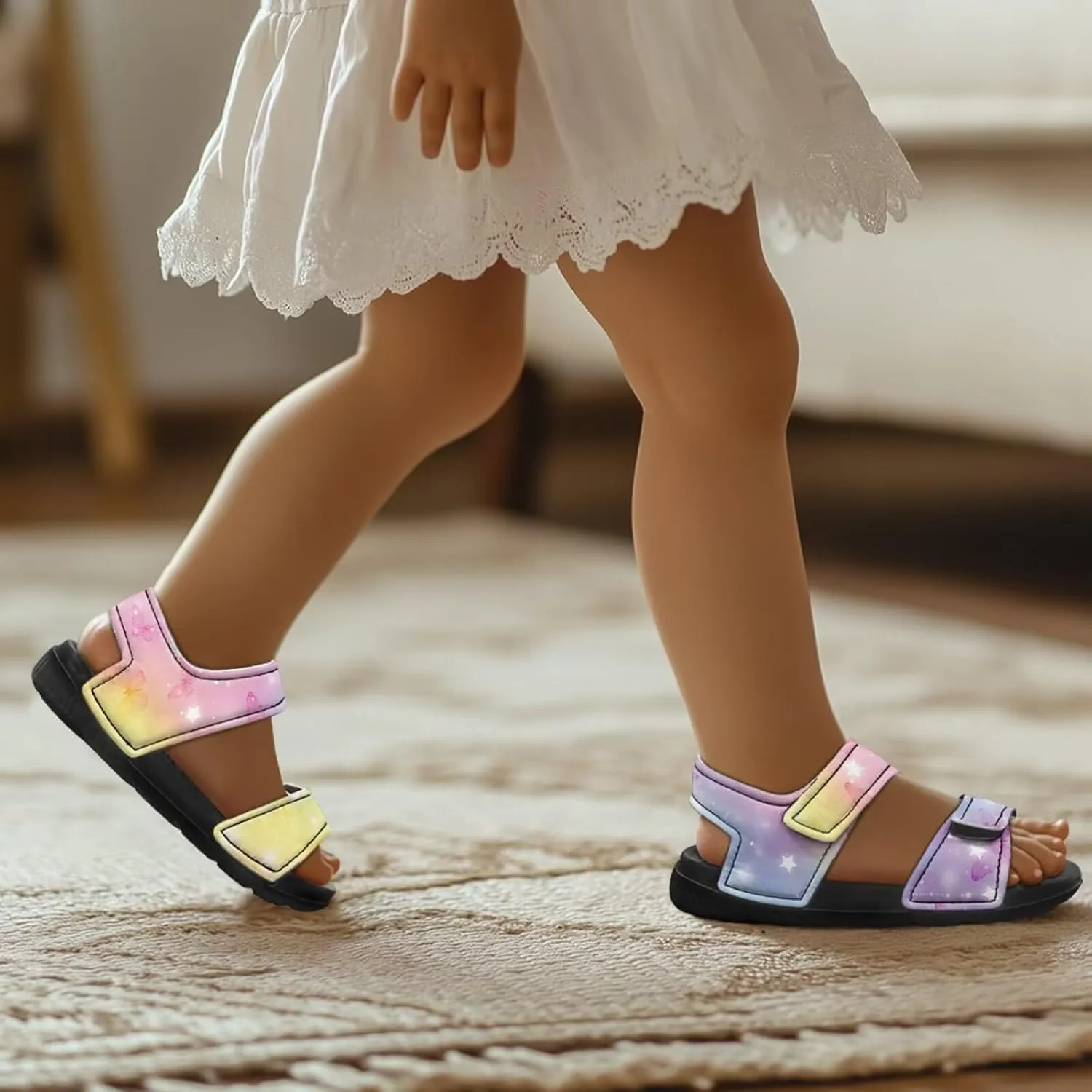 Sandals for Kids Boy Girls Summer Shoes Slide Sandals with Adjustable Strap Toddler Shoes Open Toe Slides