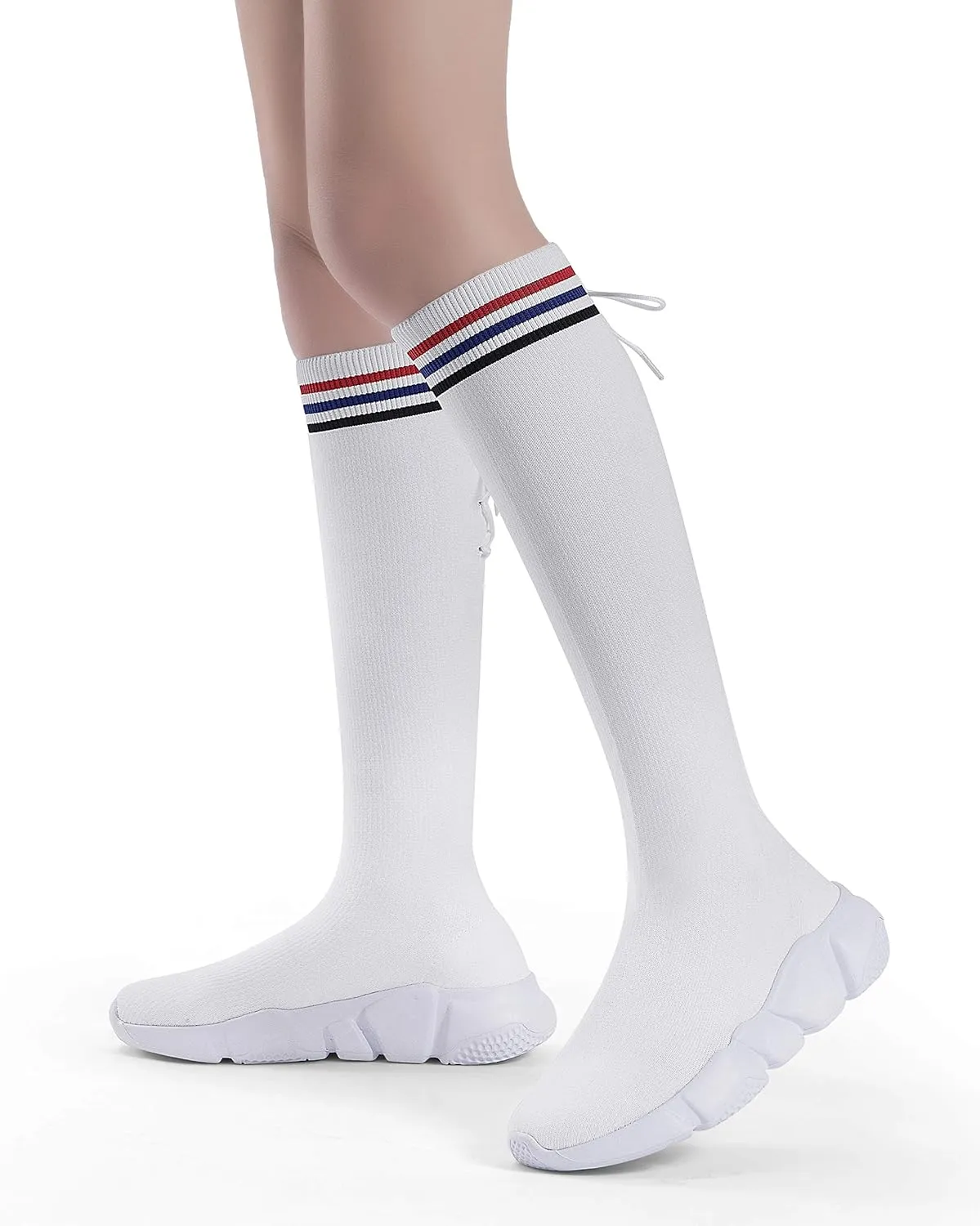 Santiro Girls Knee High Boots Comfortable Knit Kids Fashion Long Boots
