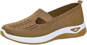 Selleren Orthopedic Shoes, Women's Comfortable Breathable Knitted Sneakers, Woven Cut-Out Orthopedic Soft Arch Support Walking Shoes, Slip-On Sneakers for Women