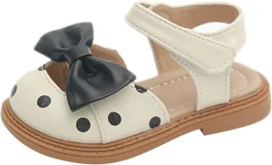 sfdgfhyf Toddler Girls Soft Shoes Toddler Girls Sandals Polka Dot Decorated Closed Toe Open Toe Heel Sandals Bow Shoes