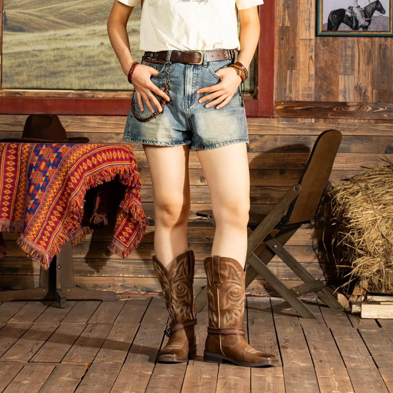 SheSole Women's Western Cowgirl Boots Ladies Fashion Country Cowboy Boots Mid Calf