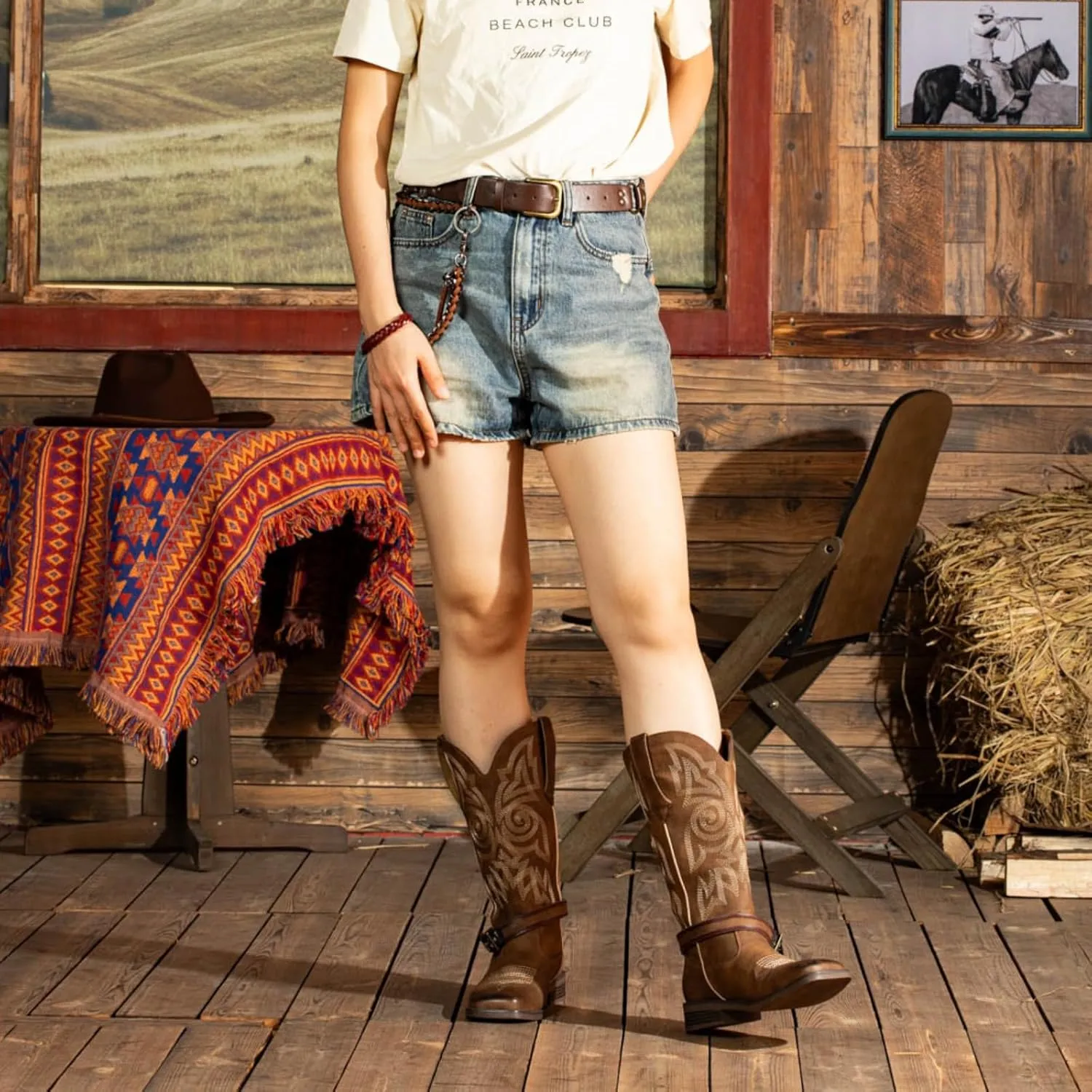 SheSole Women's Western Cowgirl Boots Ladies Fashion Country Cowboy Boots Mid Calf