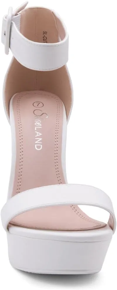 Shoe Land SL-Cutesy Women's Platform Heels Chunky Block High Heeled Sandals Open Toe Ankle Strappy High Heels Black Red Chunky Platform Heels for Prom Wedding Party