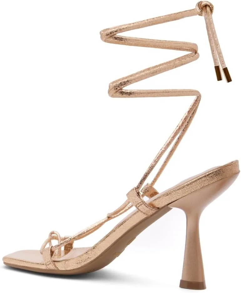 Shoe Land SL-Nadine Women's Lace-Up Heels, Square Open Toe Ankle-Wrapped Tie-Up Heeled Sandals, Dressy Stiletto Strappy Sandals for Prom, Party, and Wedding