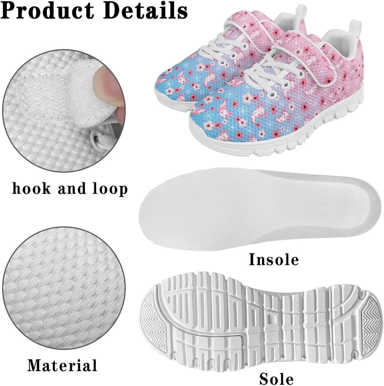 Showudesigns Running Shoes for Girls Boys Athletic Tennis Shoes Slip On School Sneakers