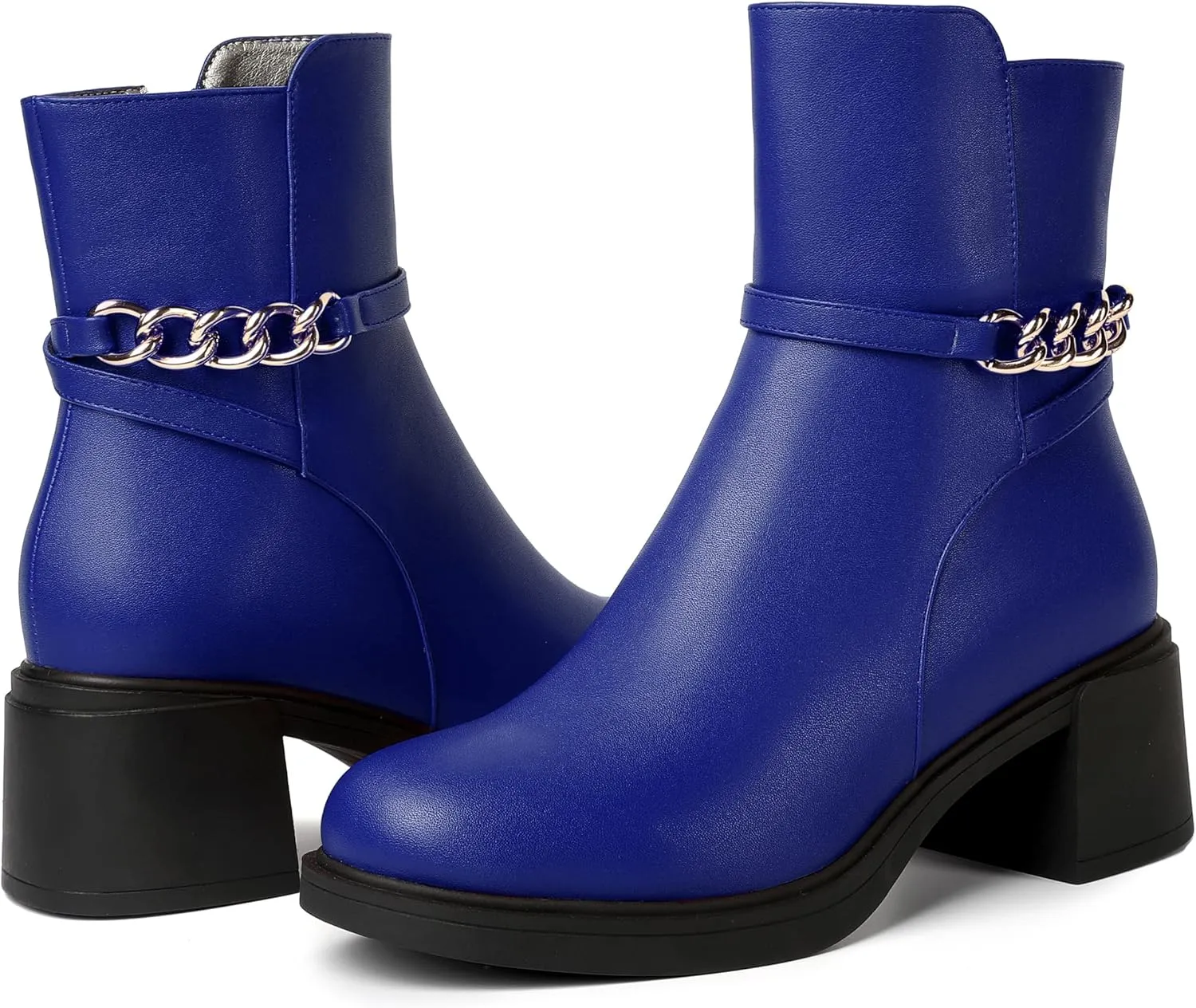 SKYSTERRY Womens Zip Fashion Outdoor Matte Round Toe Chunky Low Heel Ankle High Boots 2.5 Inch