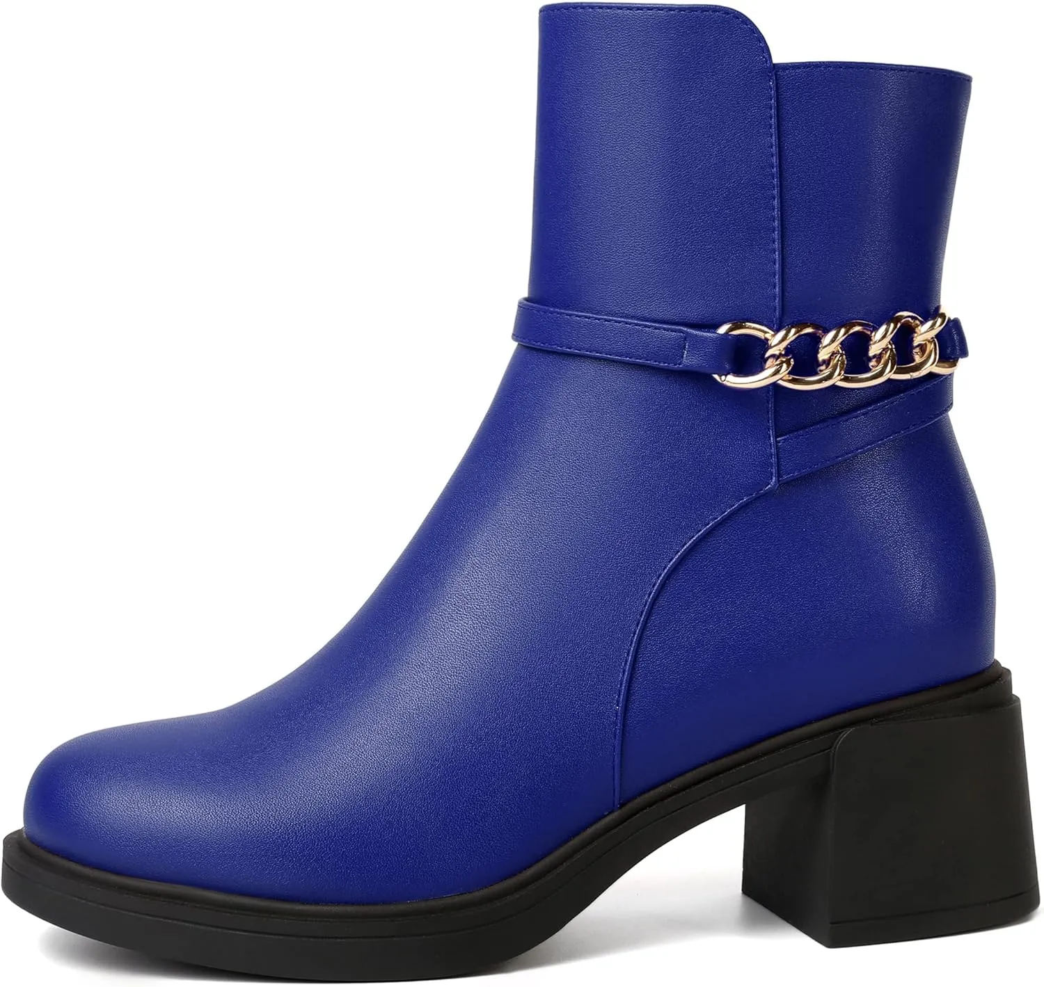 SKYSTERRY Womens Zip Fashion Outdoor Matte Round Toe Chunky Low Heel Ankle High Boots 2.5 Inch