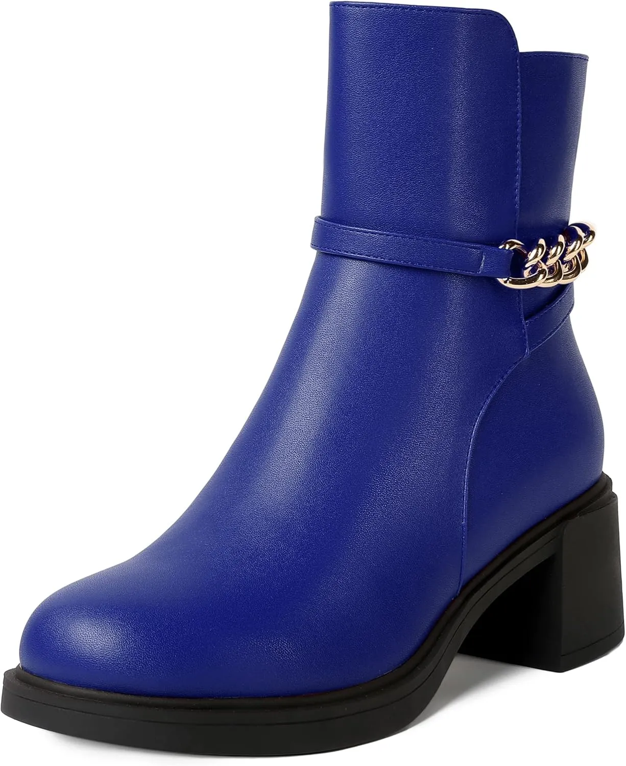 SKYSTERRY Womens Zip Fashion Outdoor Matte Round Toe Chunky Low Heel Ankle High Boots 2.5 Inch