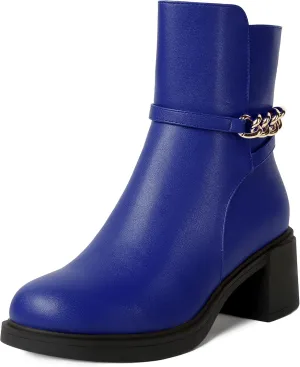 SKYSTERRY Womens Zip Fashion Outdoor Matte Round Toe Chunky Low Heel Ankle High Boots 2.5 Inch