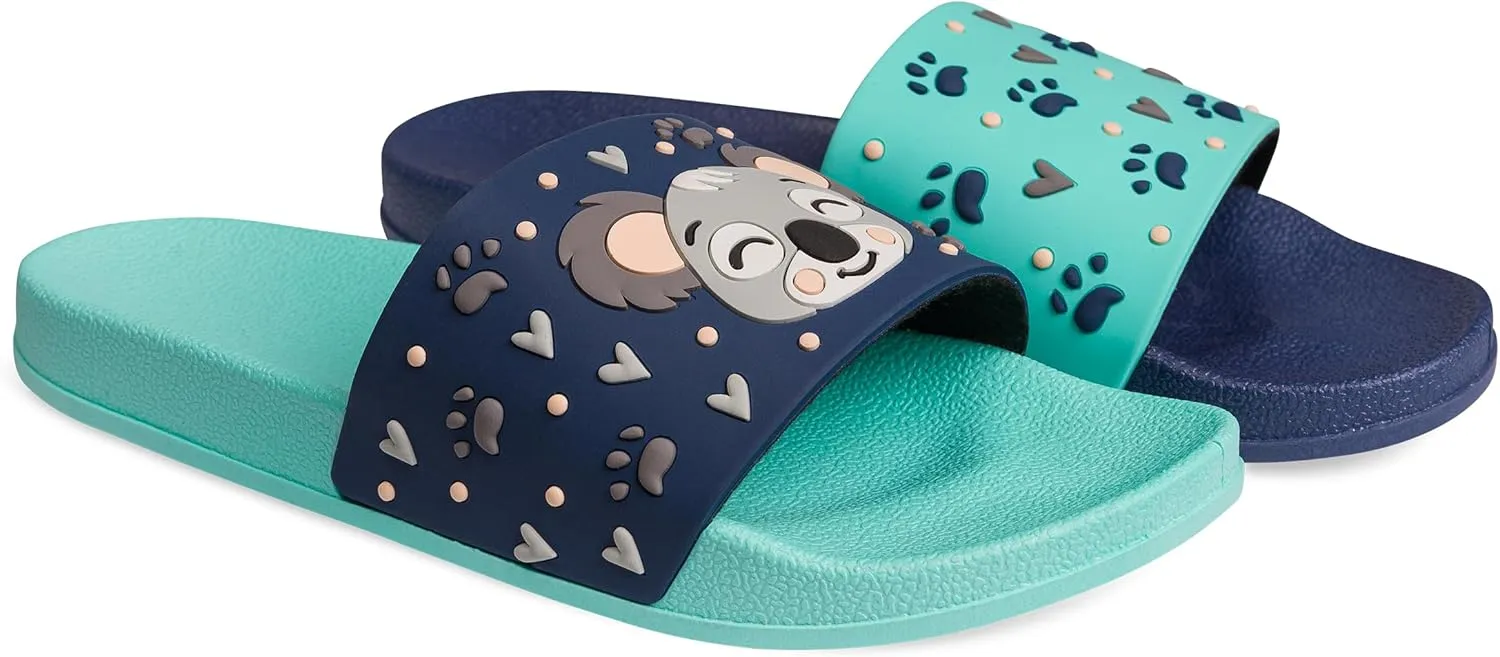 Slides & Slippers for Women, Men & Kids Pool Sandals Funny Designs Books Coffee Party Pizza Fox Bear Llama Clouds Footwear Gift