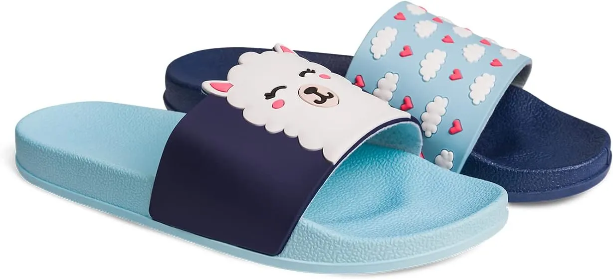 Slides & Slippers for Women, Men & Kids Pool Sandals Funny Designs Books Coffee Party Pizza Fox Bear Llama Clouds Footwear Gift