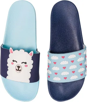 Slides & Slippers for Women, Men & Kids Pool Sandals Funny Designs Books Coffee Party Pizza Fox Bear Llama Clouds Footwear Gift