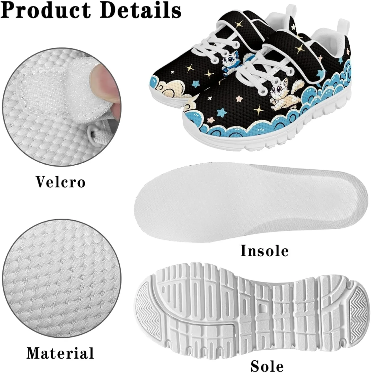Sneakers for Boys Girls Lightweight Strap Athletic Kids Running Shoes Comfortable Sports Tennis Shoes Walking Shoes