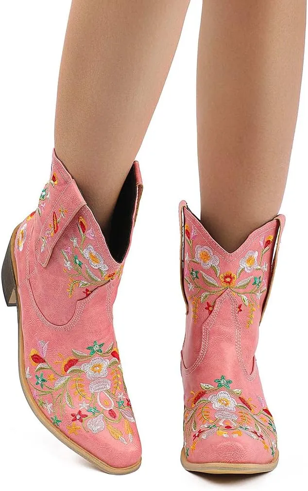 SO SIMPOK Women Classic Cowgirl Boots Ladies Retro Ankle Boots Embroidered Western Short Boots