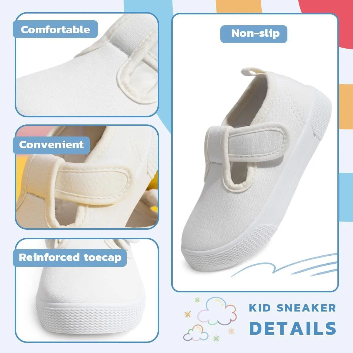Sonsage Toddler Boys Girls Canvas Sneakers Soft Sole T-Strap Shoes Lightweight Comfy Classical Flats Non Skid Shoe for Little Kids