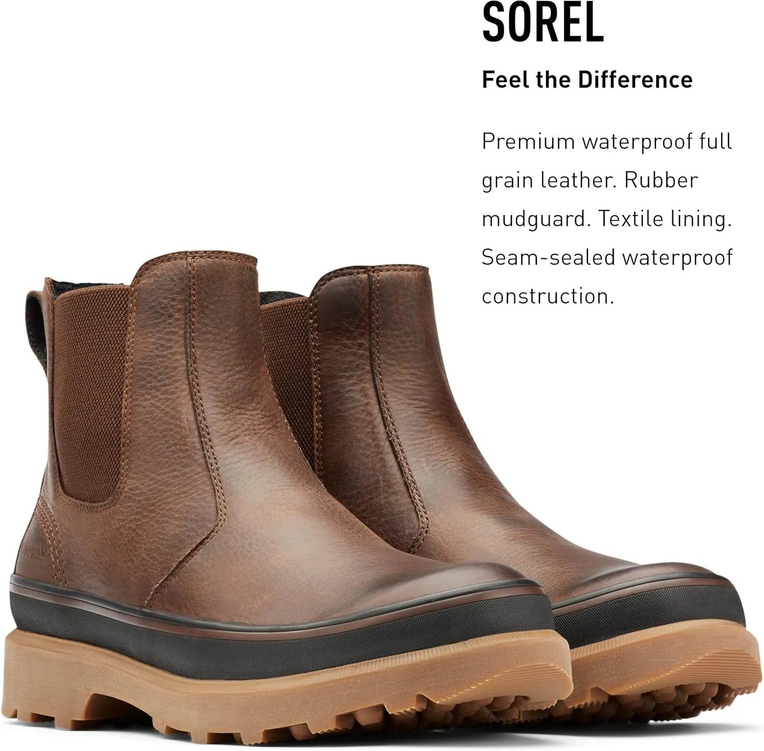 Sorel Men's Caribou Chelsea WP — Waterproof Leather Rain Boots