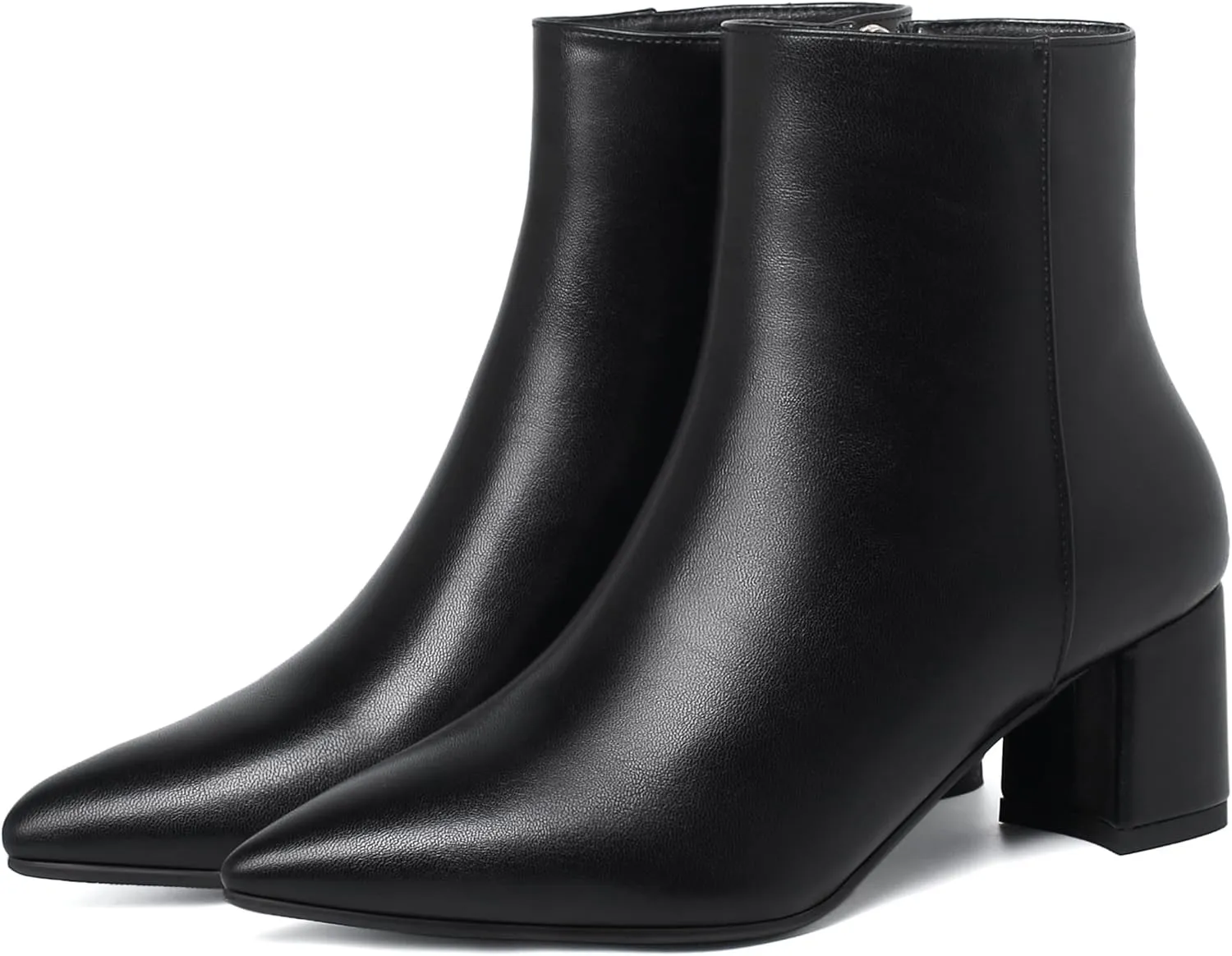 SoundSky Chunky Go Go Boots Women Pointed Toe Ankle Boots Block Heel Side Zipper High Heel Short Booties