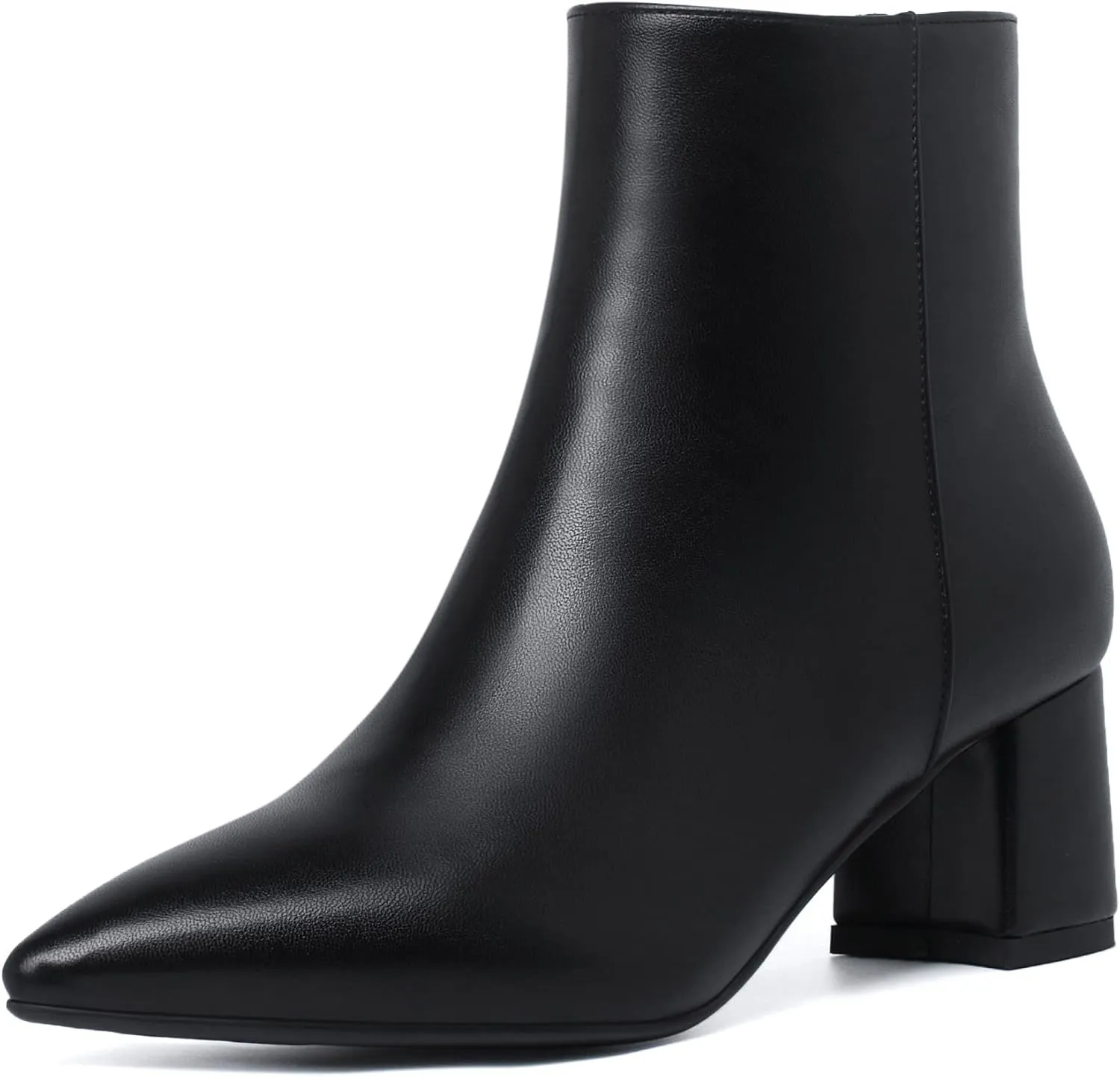 SoundSky Chunky Go Go Boots Women Pointed Toe Ankle Boots Block Heel Side Zipper High Heel Short Booties