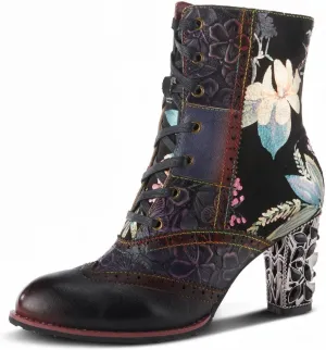 Spring Step L'Artiste Cherryla Mid Calf Booties for Women - Women's Boots with Zipper and Lace-Up Closure - Ladies Boots for Outdoor