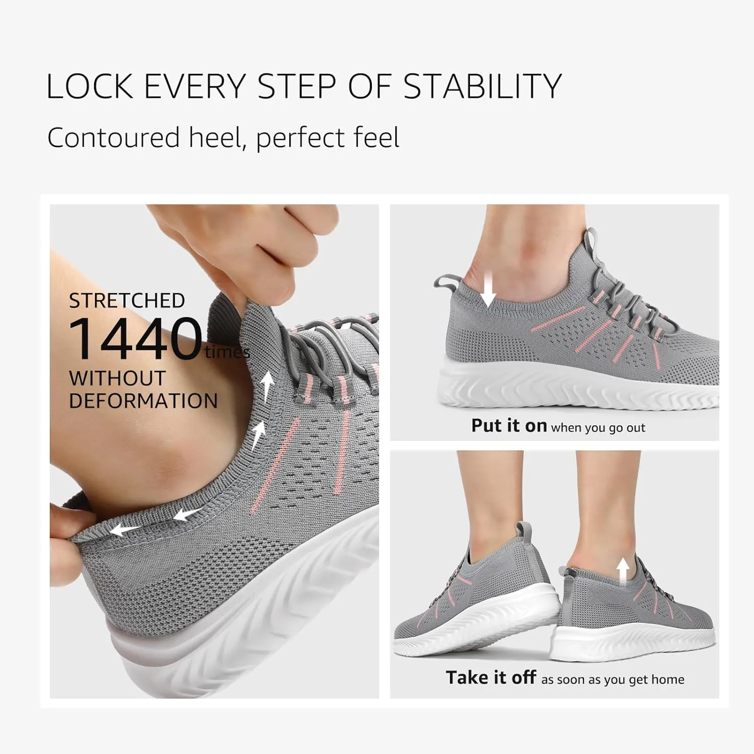 STQ Walking Shoes Women Arch Support Slip on Sneakers with Memory Foam Comfort Lightweight
