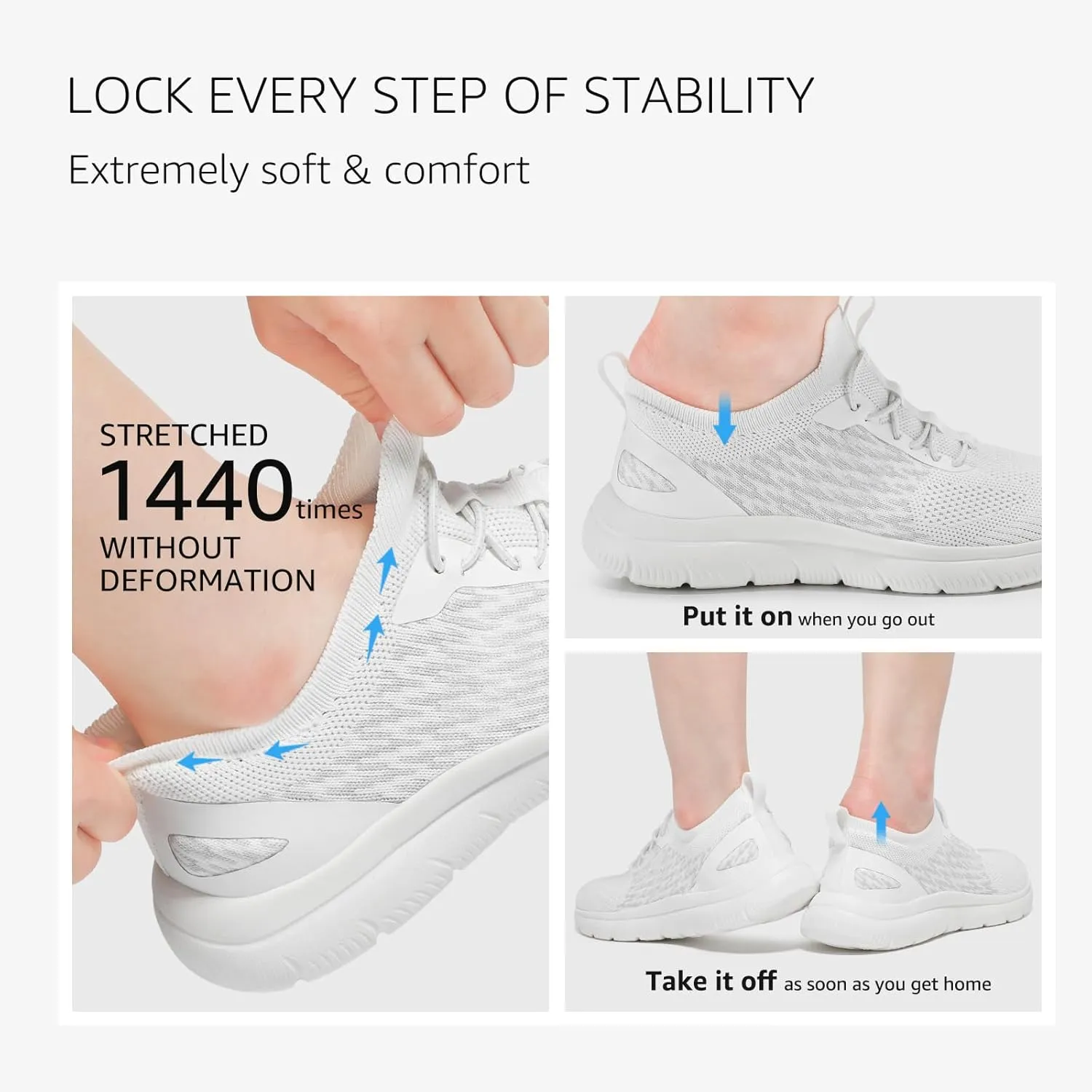 STQ Women Walking Shoes with Arch Support Comfort Lightweight Slip on Sneakers