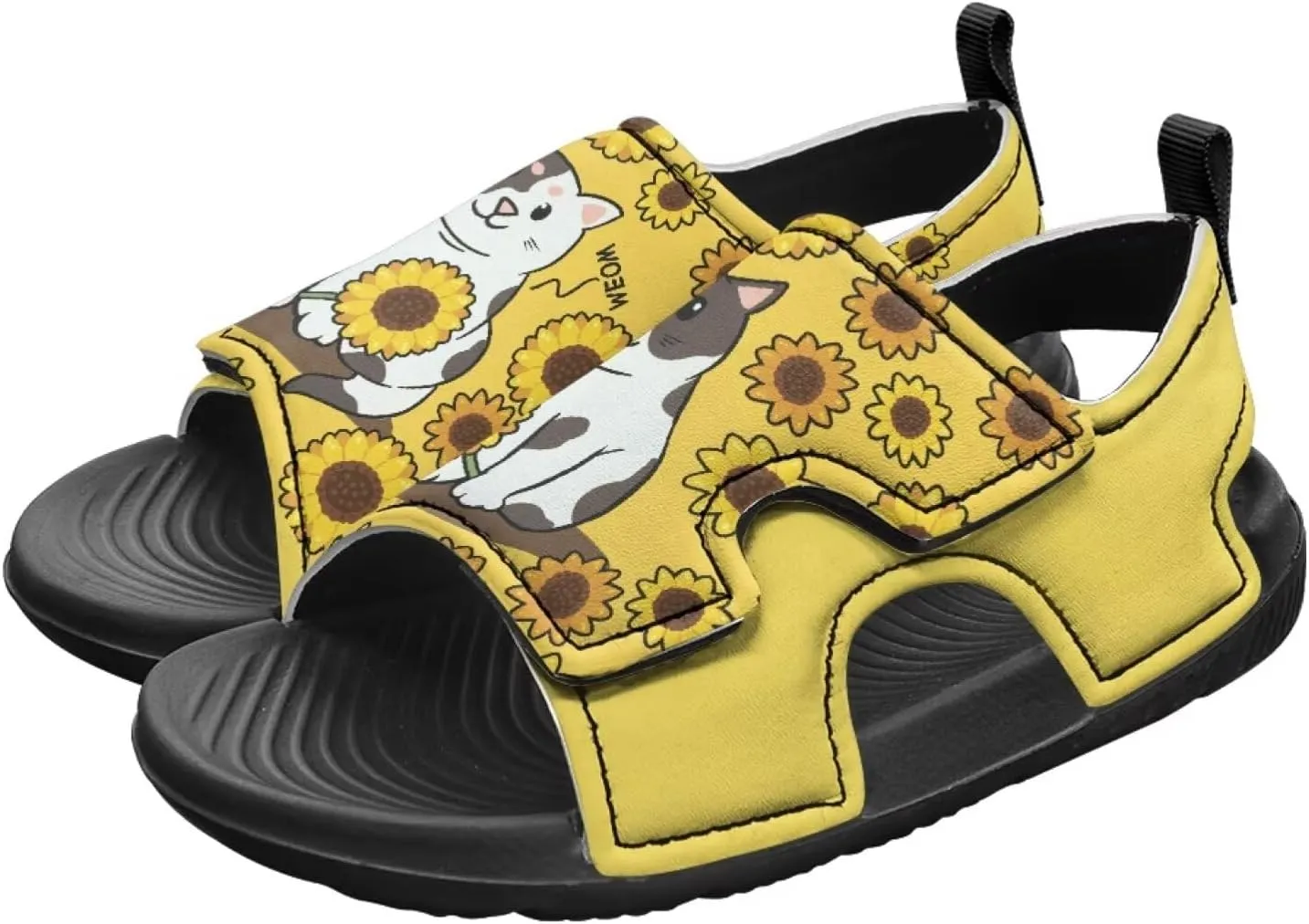 Sunflower Printed Boys' Sandals Hook and Loop Athletic Sandals for (Toddler/Little Kid/Big Kid) for Daily Wear