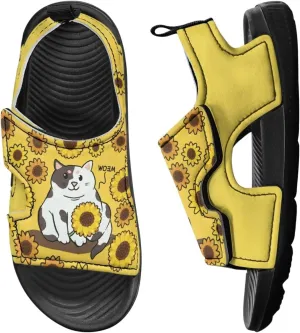 Sunflower Printed Boys' Sandals Hook and Loop Athletic Sandals for (Toddler/Little Kid/Big Kid) for Daily Wear