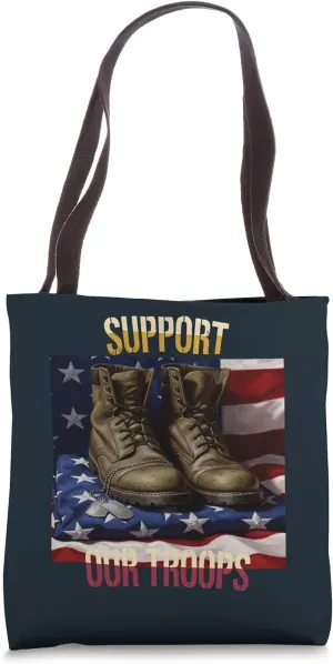 Support Our Troops US Military Combat Boots Veterans Day Tote Bag
