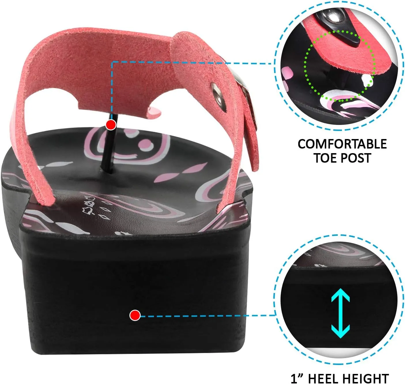 T-Bar Buckle Strap Sandals Flip Flop Slides for Women