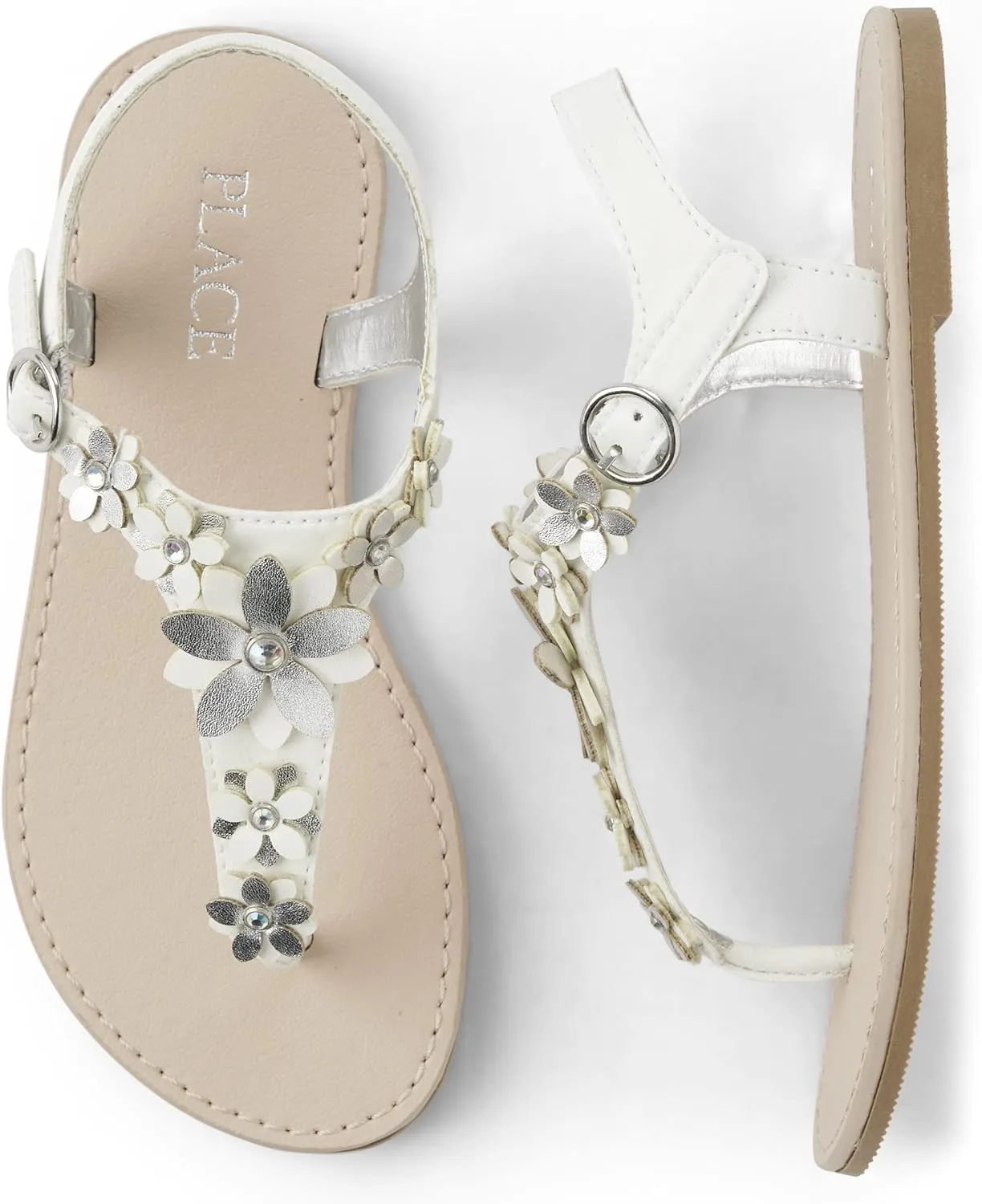 The Children's Place Girls T-Strap Sandals with Adjustable Ankle Strap