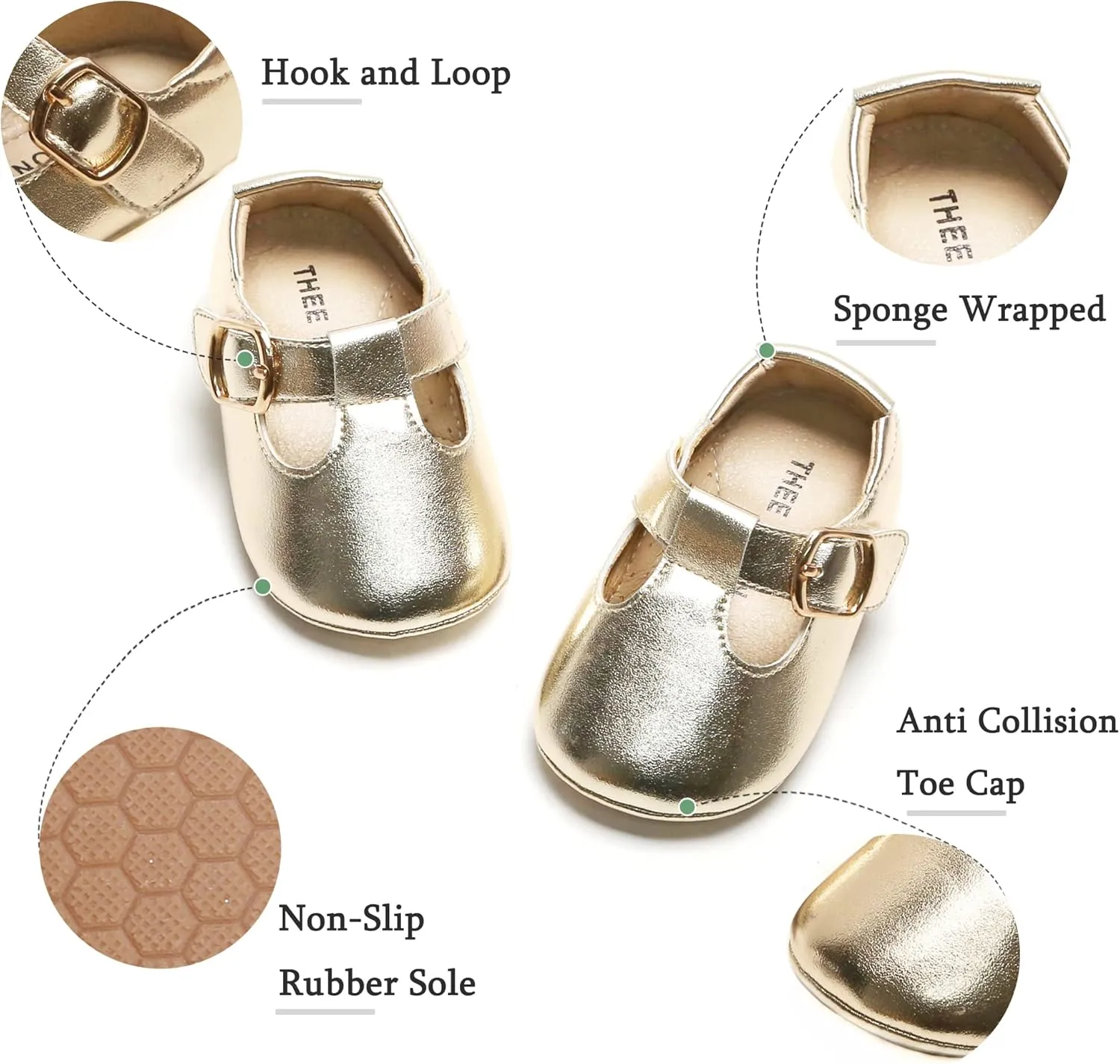 THEE BRON Infant Toddler Baby Soft Sole Leather Shoes for Girls Boys Walking Sneakers