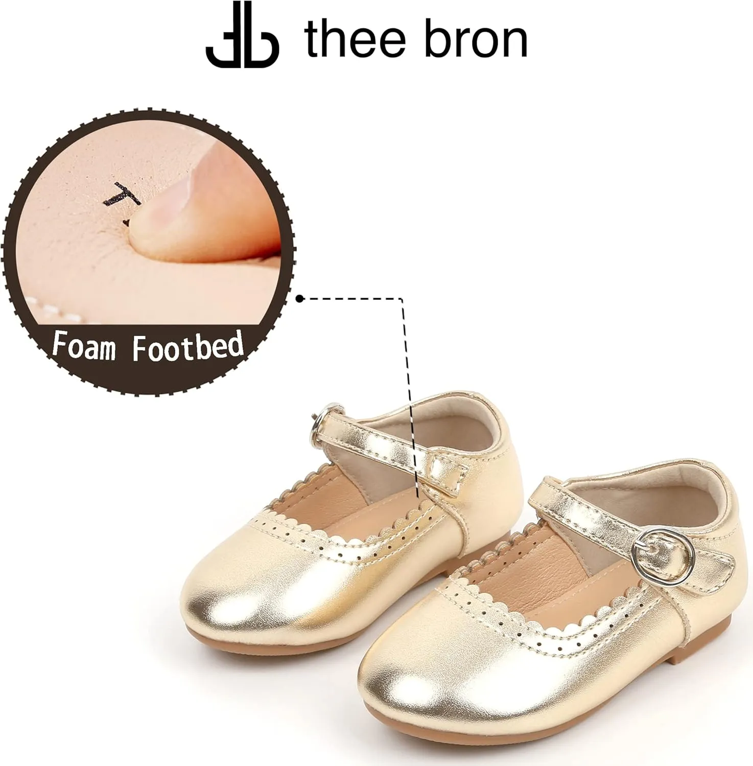 THEE BRON Toddler Mary Janes | Arch Support Leather Princess Shoes | Birthday Party Flats