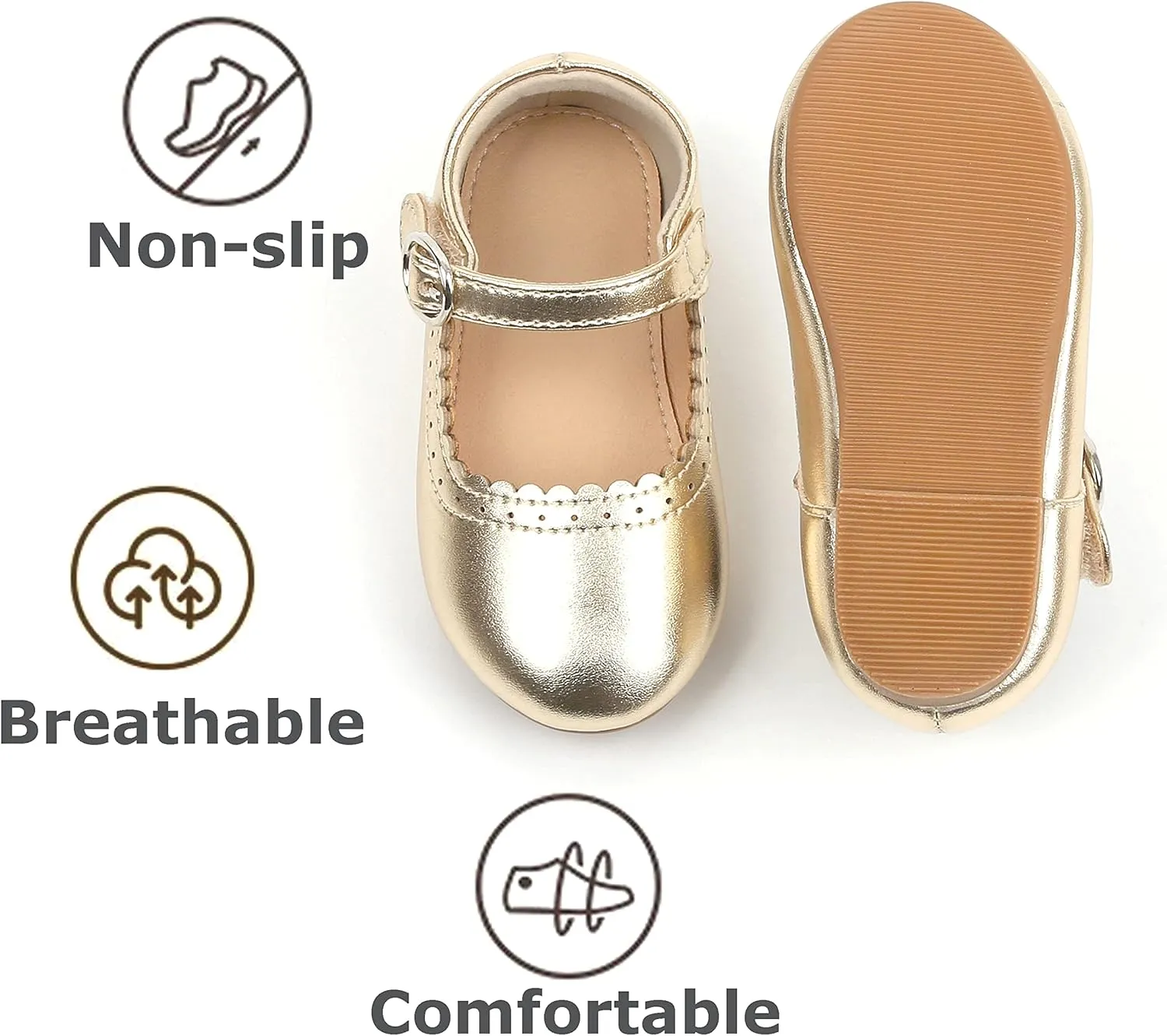 THEE BRON Toddler Mary Janes | Arch Support Leather Princess Shoes | Birthday Party Flats
