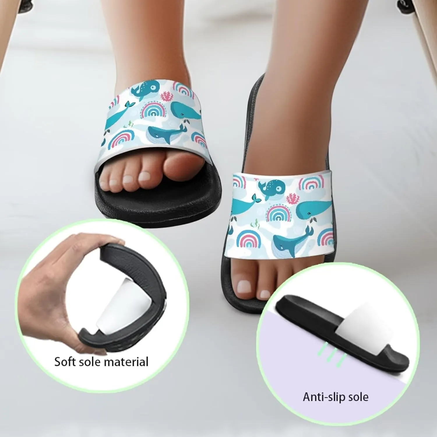 Toddler Boys Slides Sandals for Swim Beach Kids Water Shoes Casual Anti Slip Shower Slippers