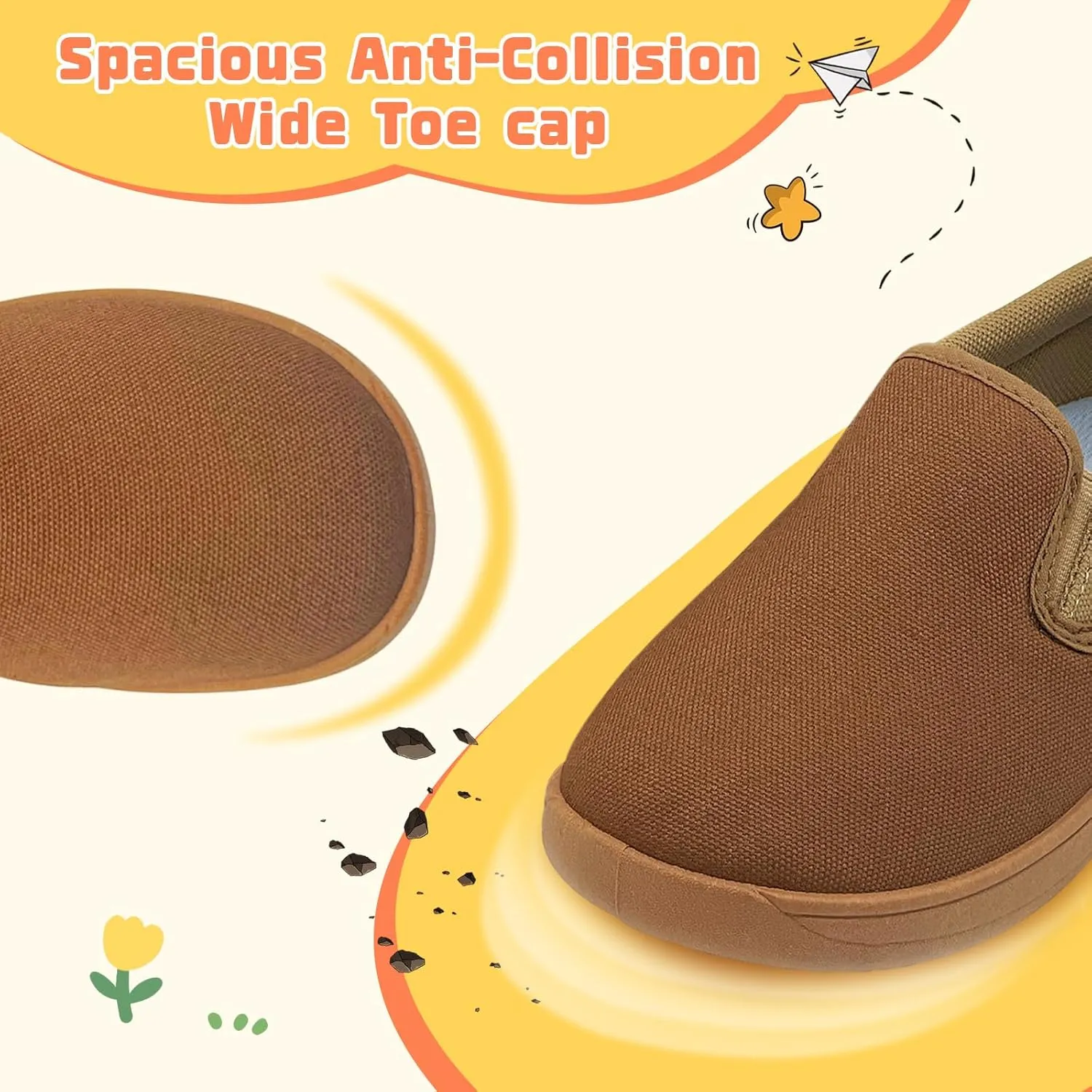 Toddler Kids Wide Barefoot Shoes Girls Boys Minimalist Slip On Canvas Sneakers Lightweight Casual Walking Shoes Fit Naturally Zero-Drop Sole