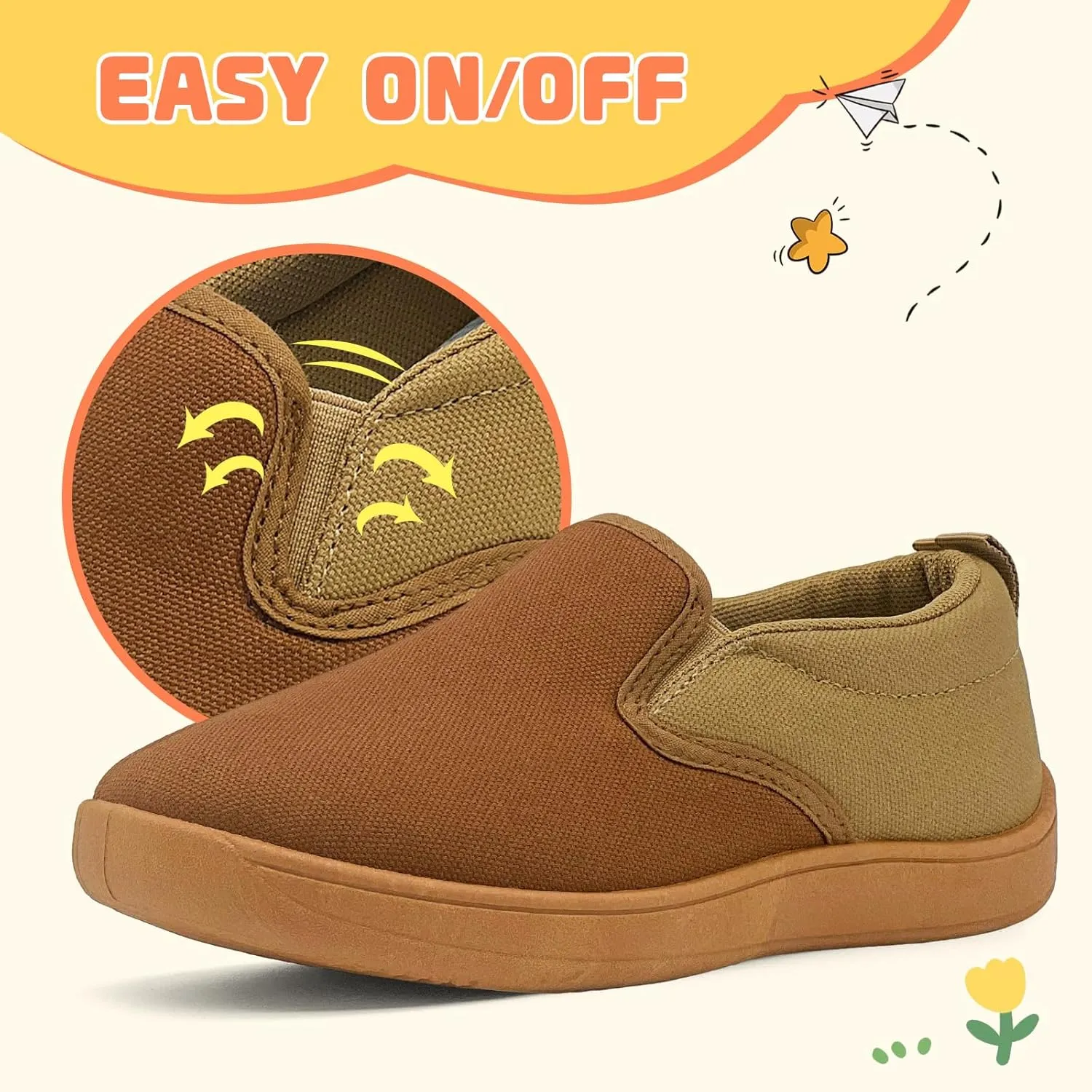 Toddler Kids Wide Barefoot Shoes Girls Boys Minimalist Slip On Canvas Sneakers Lightweight Casual Walking Shoes Fit Naturally Zero-Drop Sole