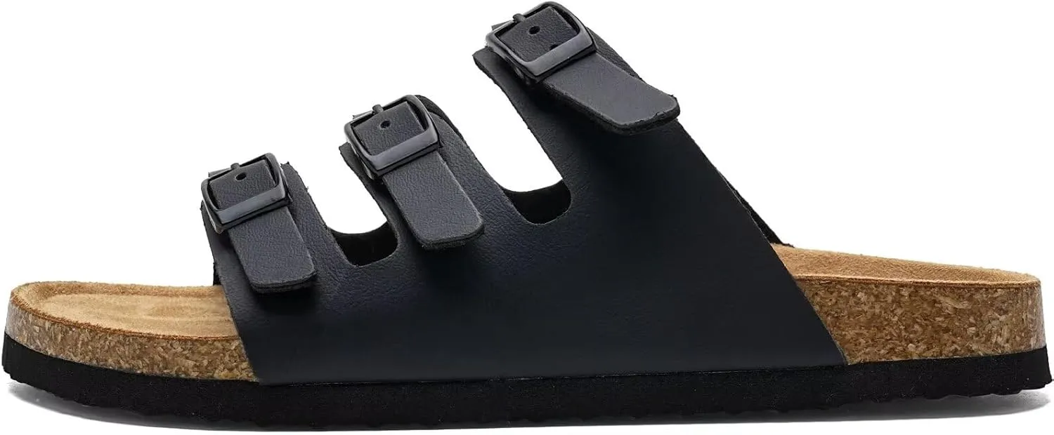 Torotto Boys Girls Sandals with Cork Footbed Adjustable Buckle Casual Slides Sandals Open Toes Flat for Kids Toddler