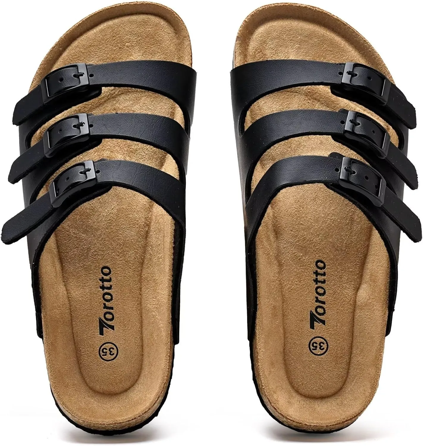 Torotto Boys Girls Sandals with Cork Footbed Adjustable Buckle Casual Slides Sandals Open Toes Flat for Kids Toddler