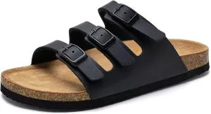 Torotto Boys Girls Sandals with Cork Footbed Adjustable Buckle Casual Slides Sandals Open Toes Flat for Kids Toddler