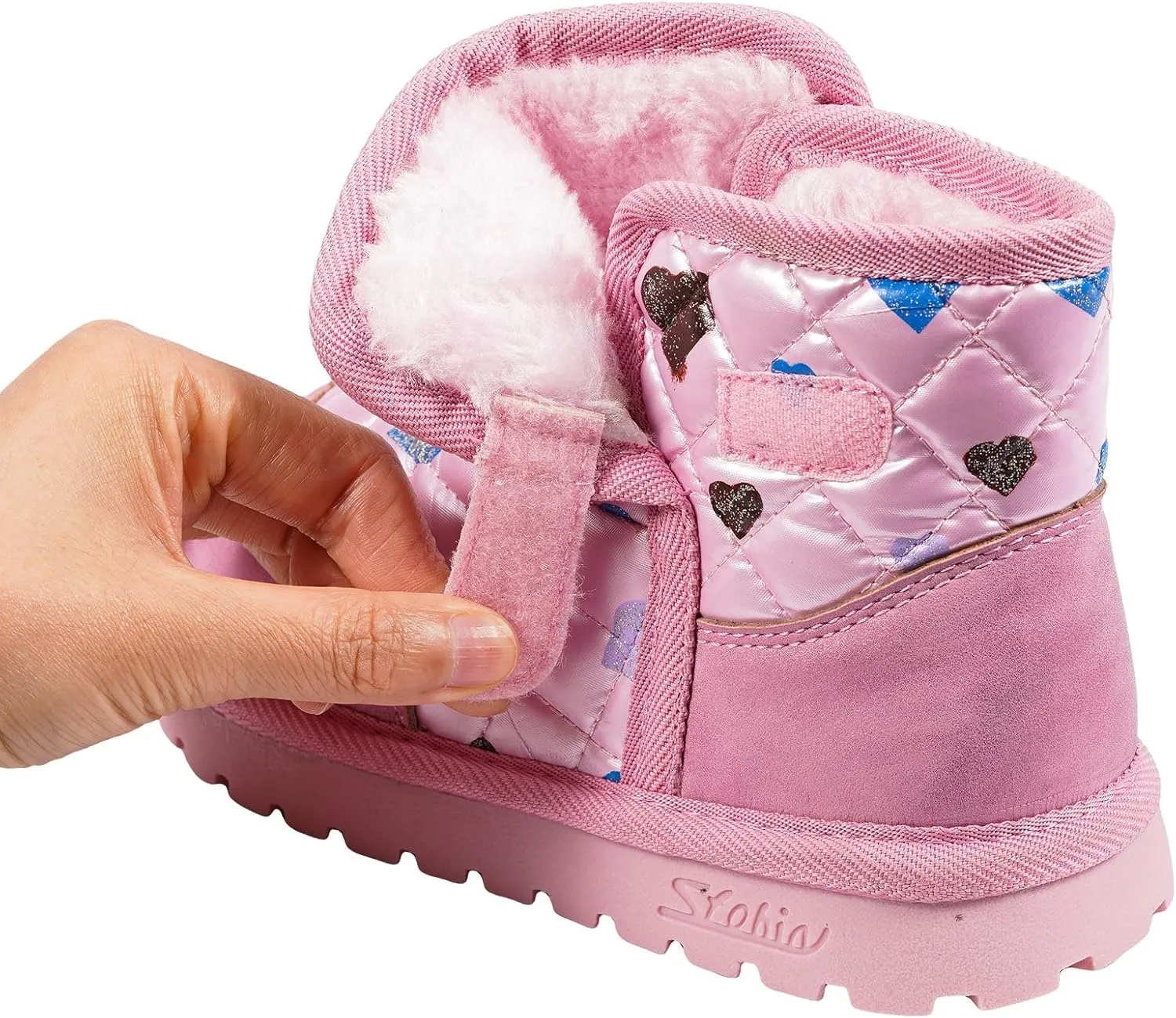 TZJS Boys Girls Winter Boots Kids Lightweight Outdoor Hiking Warm Snow Boot Faux Fur Lined Cold Weather Shoes for Toddler/Little Kids