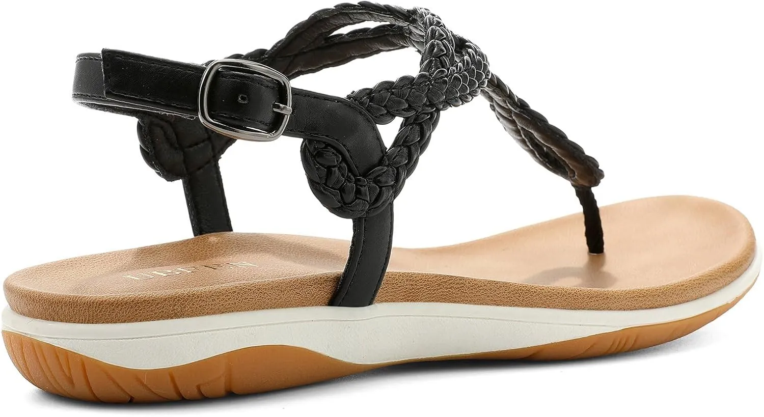 UBFEN Womens Flat Sandals Dress Braided T-Strap Thong Sandals with Arch Support Comfortable for Walking
