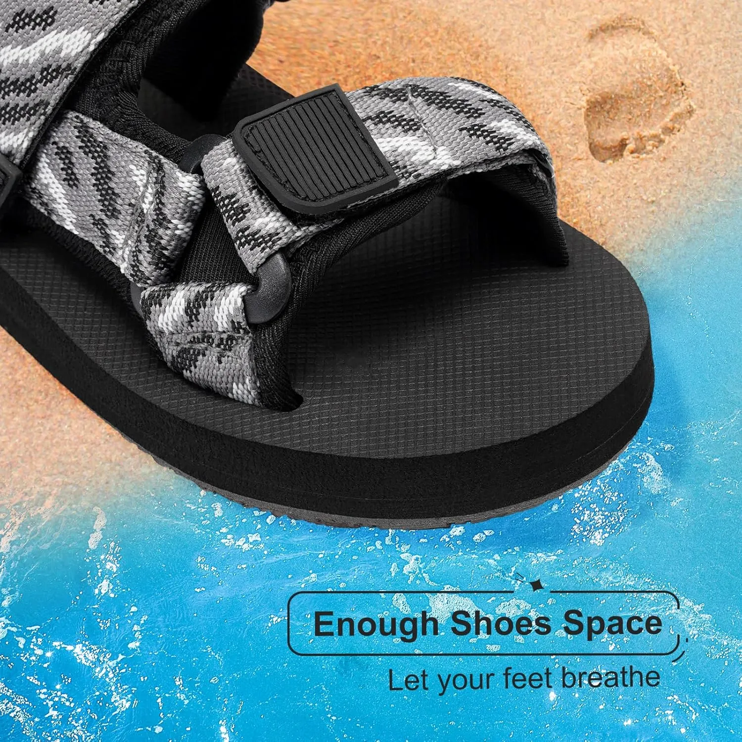 Unisex-Child Big Kids Sandals Adjustable Straps Slip on Athletic Sandals Outdoor Casual Shoes