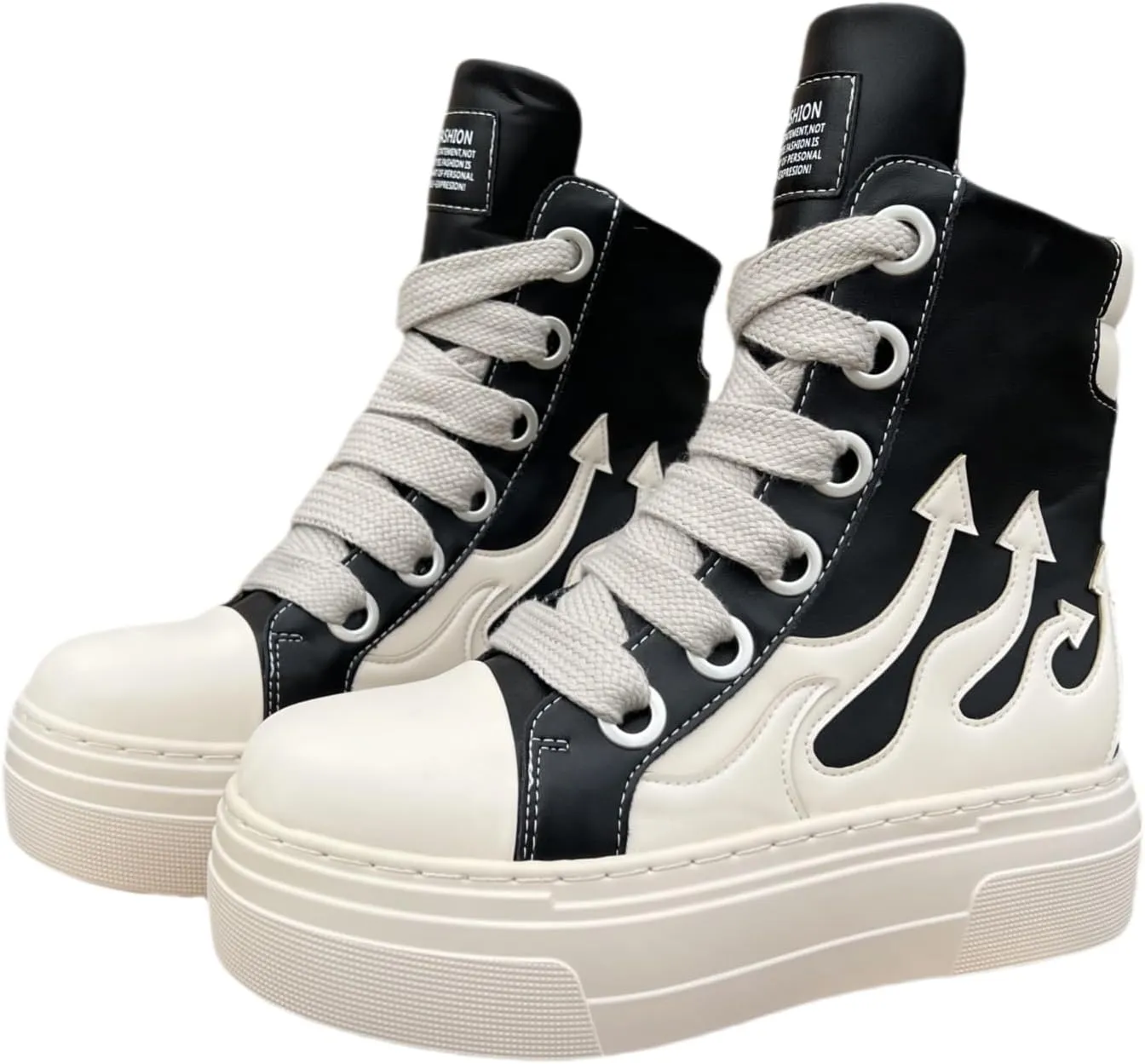 Unisex Platform Men and Women Sneakers Shoes Vintage Style High-top Thick Sole Lace-up with Zipper Tennis Shoes