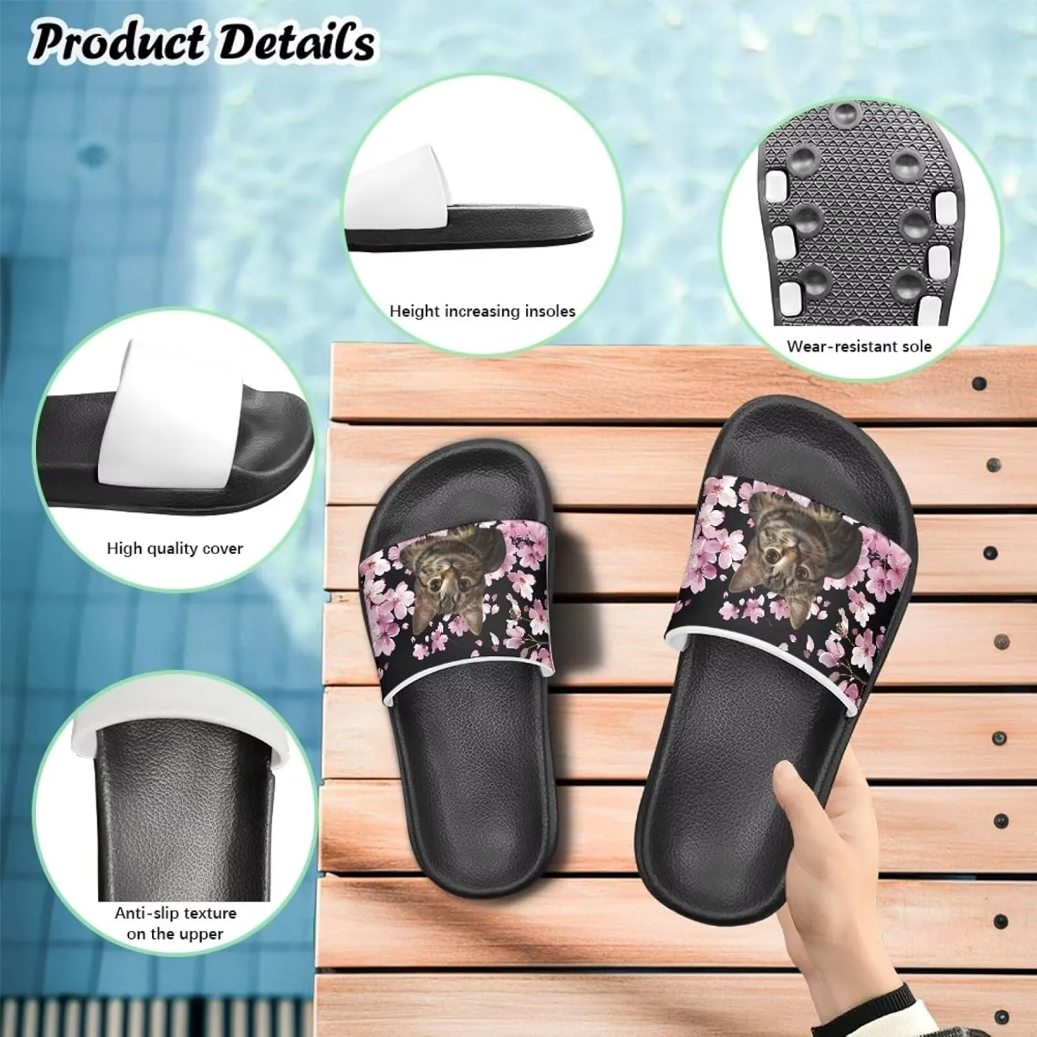 Unisex Slides for Girls Boys Comfortable Slippers Slides Non-slip Shower Shoes House Fashion Thick for Indoor & Outdoor Gifts