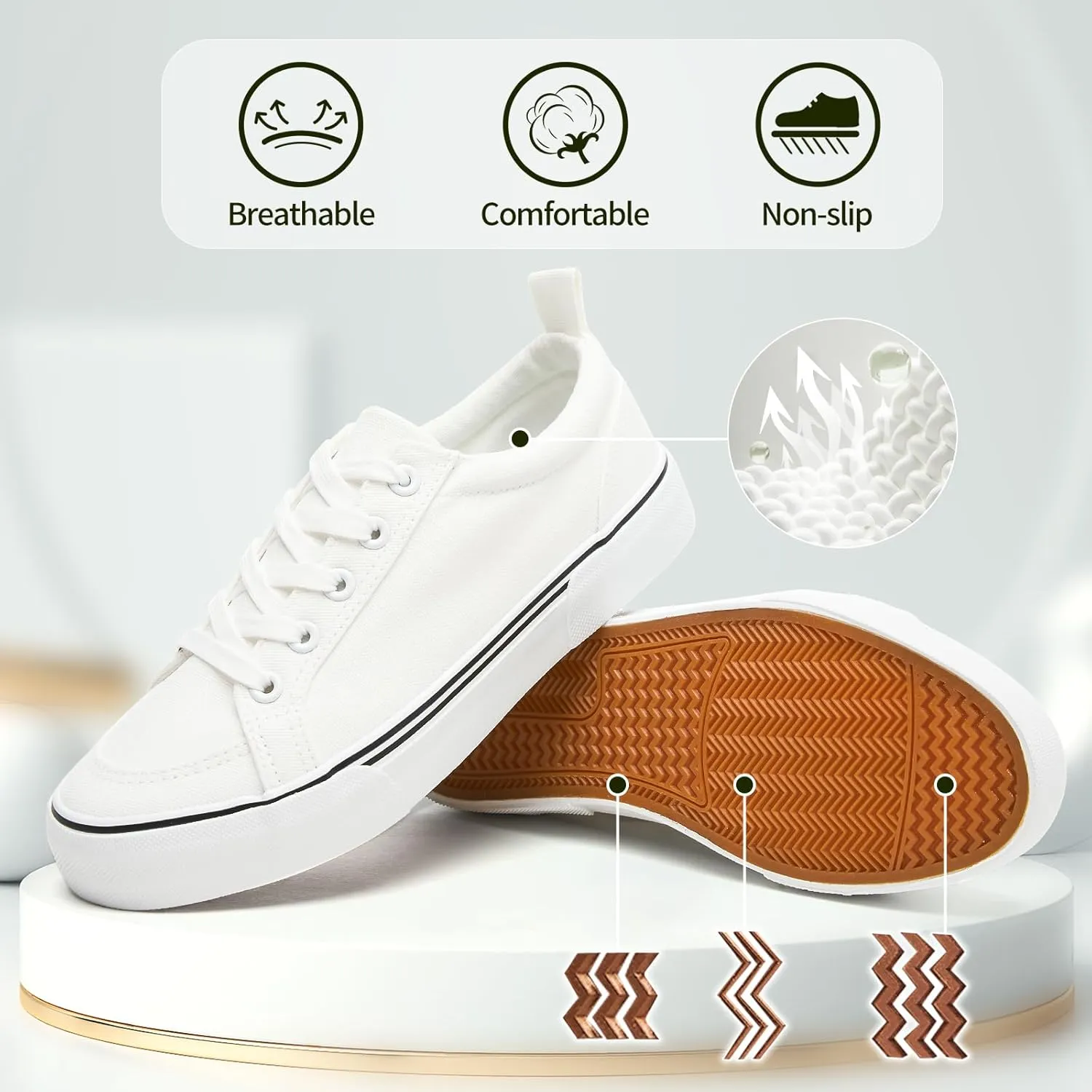 Uoidru Canvas Shoes for Women White Tennis Sneakers Womens Black Shoes Casual Comfortable Low Top Skateboard Fashion Sneakers
