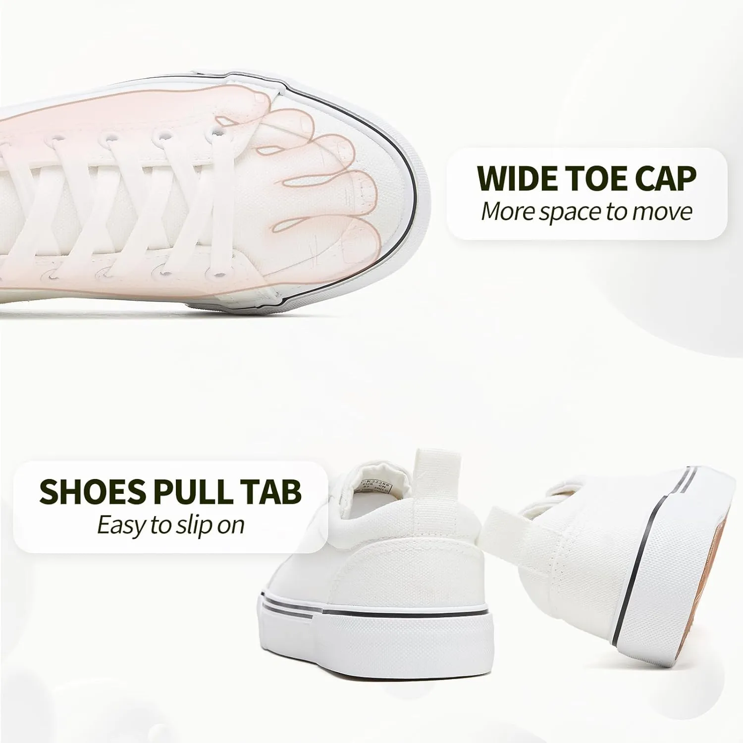 Uoidru Canvas Shoes for Women White Tennis Sneakers Womens Black Shoes Casual Comfortable Low Top Skateboard Fashion Sneakers
